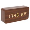 LED Table Clock Wood Look, Alarm Clock Digital Radio Clock,