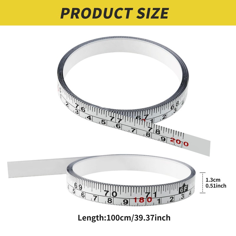 2 Packs 1/2-Inch Self-Adhesive Measuring Tape, 78 Inch or 200cm