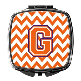 Caroline's Treasures CJ1062-GSCM Letter G Chevron Orange and Regalia Compact Mirror, Multicolor