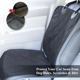 VIVAGLORY Front Dog Seat Covers, 2PACK No-Skirt Design 4 Layers Quilted & Durable 600D Oxford Seat Protector Against Fur & Dirt,Dog Car Seat Cover Anti-Slip Backing for Most Cars, SUVs & MPVs, Black