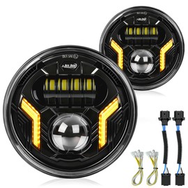 Auto Buero 2PCS 7 inch Led Headlight Round H6024 Led Headlight with Hi/Lo Beam DRL Turn Signal Compatible with Jeep Wrangler JK TJ CJ & Miata & Chevy S3 & Hummer H1 H2,DOT Approved