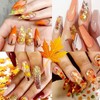 6 Grid Fall Maple Leaf Glitter Sequins Nail Accessories Thanksgiving