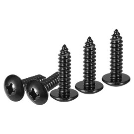 DTGN #14x1 Sheet Metal Screws - 25 Pack - for Wood, Furniture - 304 Stainless Steel Phillips Truss Head Self Tapping Tip Wood Screws - Black