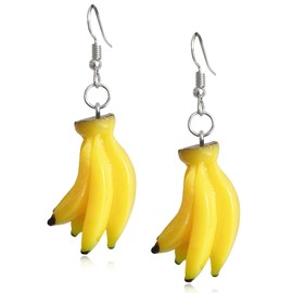 SLSF Cute Lifelike Fruits Resin Imitate Food Banana Dangle Drop Earrings for Women Summer Beach Holiday Jewelry (Banana 4)