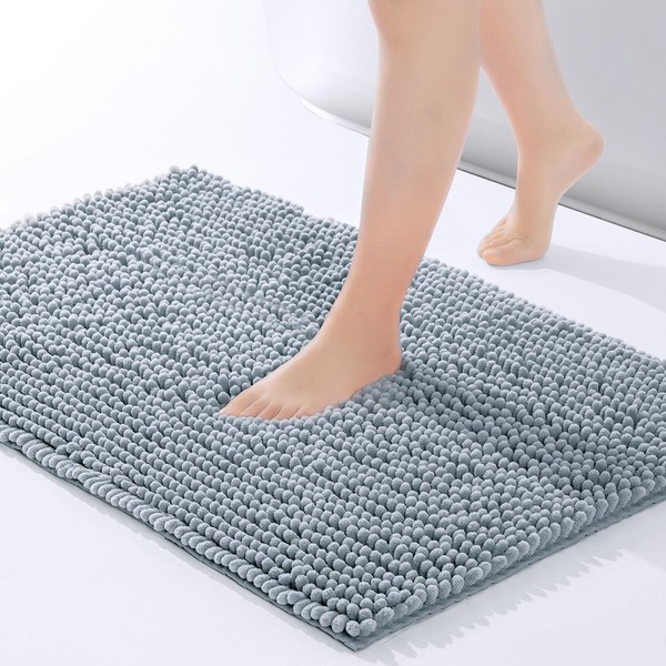 FRESHMINT Chenille Bathroom Rugs Non-Slip Bath Mat 24"x17", Washable Soft