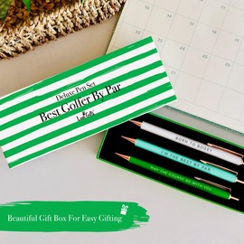 LOVE GIFTS®: Novelty Golfing Gift For Men and Women Containing 3 Black Ballpoint Pens With Funny Golf Themes