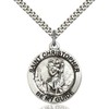 Sterling Silver Saint Christopher Pendant Medal, 1 Inch