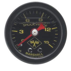 Edelbrock 650310 Mnb Series 0-15 Psi Silicone Filled Pressure Gauge W/ 1/8 Npt Male Inlet, Blk Case & Bezel