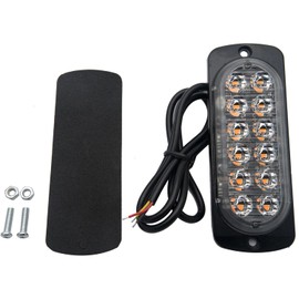 Riloer High Brightness Amber Emergency Strobe Lights, Universal 12-LEDs 36W Surface Mount Warning Hazard Flashing Strobe Light Bar, Fit for Off Road Vehicle, ATVs, Truck, 1-Pack