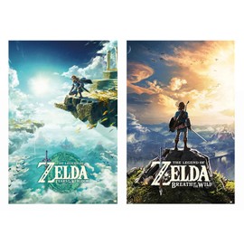 The Legend Of Zelda - Gaming Poster Set (Tears Of The Kingdom & Breath Of The Wild - Game Covers) (Size: 24" x 36" each)