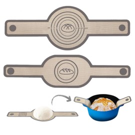 Silicone Bread Sling for Dutch Oven Liners, Non Stick 2 PCS,Sourdough Silicone Bread Sling,Easy Clean Reusable Silicone Bread Baking Mat with Long Handles, Easy to Transfer Sourdough Bread (Grey)