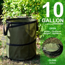 CHANGE MOORE 10 Gallon Collapsible Lawn and Leaf Bags, 2 Pack Pop Up Garbage Cans with 3 Reinforce Handles, Reusable Garden Waste Bags for Camping Waste Bin, Outdoor BBQs, Laundry Hamper
