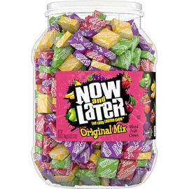 Now and Later Original Mix, Individually Wrapped Mixed Fruit Chew Candy, 60 Ounce Jar