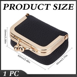 MAYJOYDIY Black Leather Mini Jewelry Box, Portable Travel Jewelry Organizer Case for Women, Vintage-Inspired Leather Purse Jewelry Case with Kiss Lock for Stud Earrings, Rings, Necklaces, Bracelets