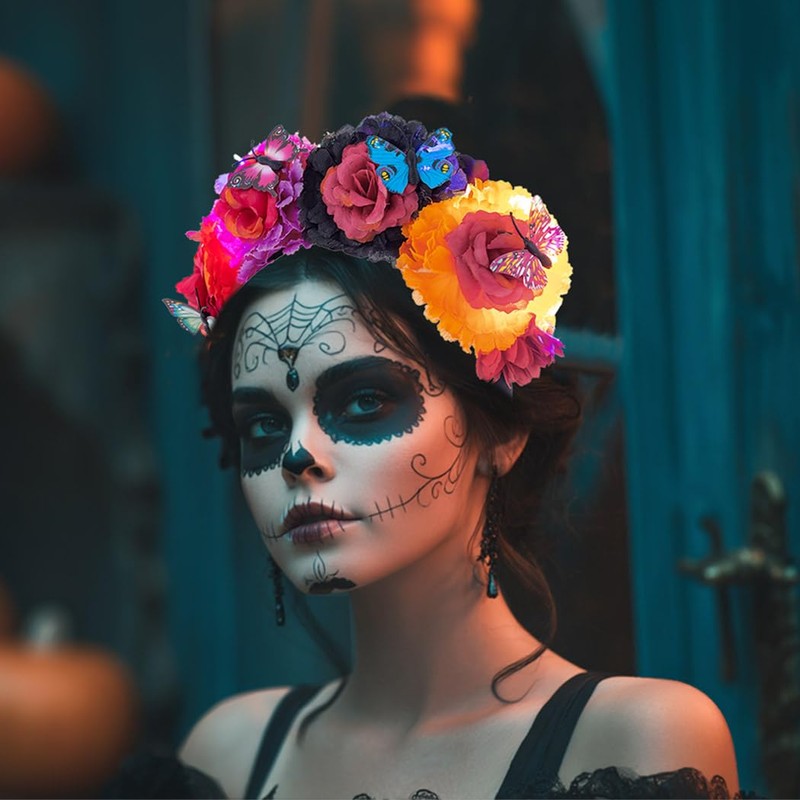 Day of the Dead Flower Headband Light Up Halloween Headbands