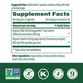 MegaFood Superfood Mushroom Stress Relief - Reishi Mushroom Supplement Clinically Studied to Reduce Stress - Doctor Formulated with Ashwagandha KSM 66 - Vegan, Gluten-Free - 60 Capsules, 30 Servings
