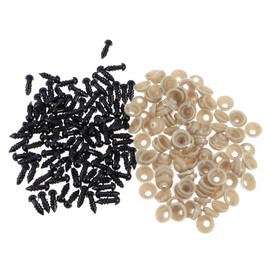 EXCEART 100PCS 5MM Plastic Doll Eyes DIY Doll Eyes Gasket Kit Black Safety Eyes Replacement for Teddy Bear Doll Stuffed Animals Puppet Making Supplies
