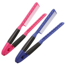 BIUDECO 2Pcs Portable V Shaped Hair Straightening Comb Lightweight Hair Brush for Salon Use Compact Design for Easy Styling at Home Travel