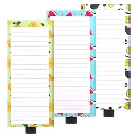 Roczential 3 Pack Magnetic Notepads for Refrigerator Grocery List Magnet Pad with Pen Holder for Fridge Fruit Design Shopping to do List Memo Note Recipes List.50 Sheets per Pad 7.87 x 3.15 inch