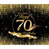 70th Birthday Backdrop 8x6ft Black Gold Birthday Backdrop for Party