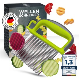 Edelfeld Wellenschneider für Pommes, Obst & Gemüse [TESTSIEGER] - Spülmaschinengeeignetes Wellenmesser - Riffelmesser für Erwachsene & Kinder - Solides Wellenschnittmesser aus Edelstahl - Für BLW