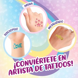 Bizak Shinetastic Tattoo & Go Temporary Glitter Tattoo Set for Girls and Boys Body Designs Including Toiletry Bag, Brush and Stickers, Non-Toxic for Party and Gift (35005063)