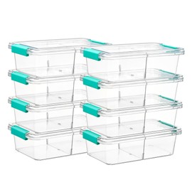 Vtopmart - Caja de lápices apilable transparente de 1.5 cuartos con divisor