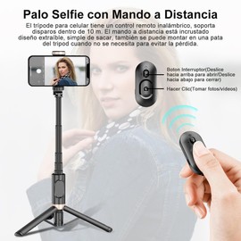 Eynshoo Tripie para Celular, Selfie Stick, Tripode para Celular 3 en 1, Control Remoto Integrado para Móviles de 4 a 7 Pulgadas, Ideal para Fotografía y Viajes