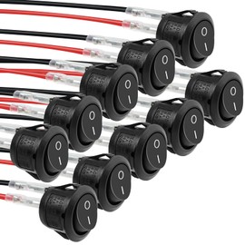 10Pcs Round Rocker Switch AC 6A/250V 10A/125V SPST,20mm DC Mini Circle Toggle Switch Rocker Switches for Switch Panel Car Automotive RV Trucks Boats