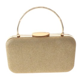 neXxtten Gold Tone Metal Hardware Handle Glitter Fabric Clutch Evening Bag TLX203-GLD