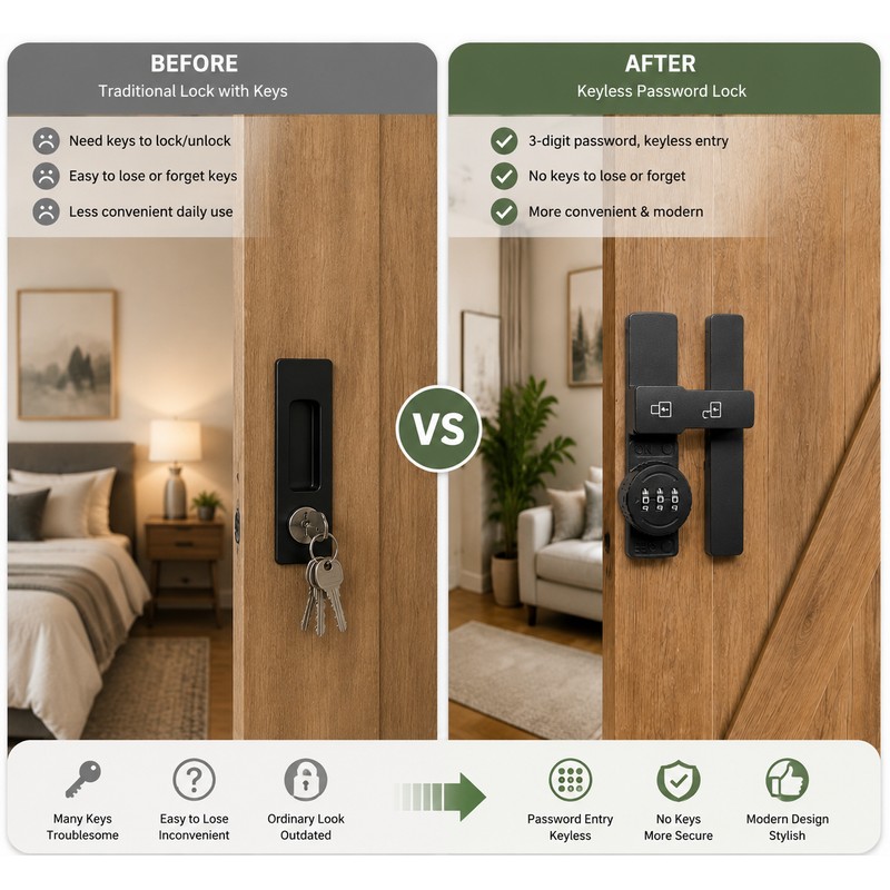 Keyless Sliding Barn Door Lock with 3-Digit Combination – Heavy