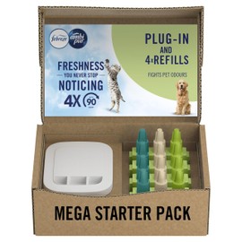 Febreze 3Volution Plug In Air Freshener Starter Kit + 4 Refills, (20mlx4), Odour Fighter & Bathroom Air Freshener, Fights Pet Odours, Plug In Air Freshener Refills 3Volution