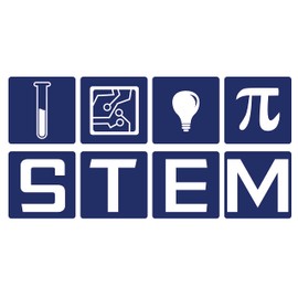 Vinyl Kids Bedroom Study Room 10" x 20" STEM Lettering Art Decoration Pi Sign Test Tube Chip & Bulb Design Wall Decal - Home Living Room Science Technology Engineering & Mathematics Wall Sticker