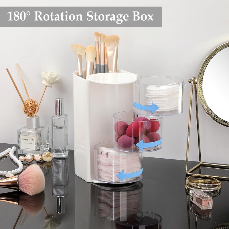 GUSHBIN Rotating Hair Accessories Organizer with Hair Brush Holder,3 Layer