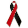 PinMart Red and Black Awareness Ribbon Enamel Lapel Pin –