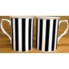 fromeuropewithlove Black Lines Mugs Set of 2 Fine Bone China
