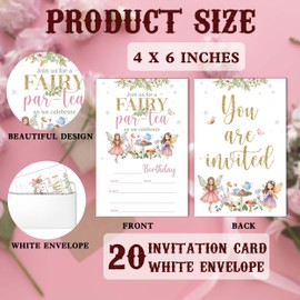 SIXEIGHT Fairy Birthday Invitations, Fairy First Birthday Party Invitations, 20 Fill-in Style Invitation Cards with Envelopes for Girls Boys, Birthday Party Favor & Decoration (4"x6")-B26