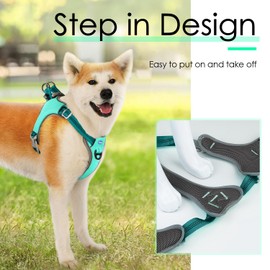 ThinkPet No-Pull Harness, Escape Proof Step-in Reflective Dog Vest Adjustable Breathable Halter Harness with Back/Front Clip for Better Control