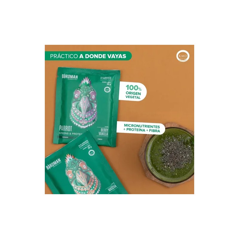 Birdman Parrot Proteínas Suplemento 12 Sobres 30gr Cu Sabor BERRY