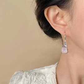 ASA-Inspired Pink Crystal Dangle Earrings 0.79" Drop Lightweight 0.08oz, Modern Boho Ear Cuffs for Men & Women, Handcrafted Hypoallergenic Earrings with Butterfly Clasps, Luxury Unisex Birthday Gift