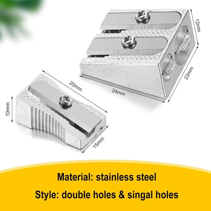4 Pcs Pencil Sharpeners Set, 2 Pcs Double Hole &