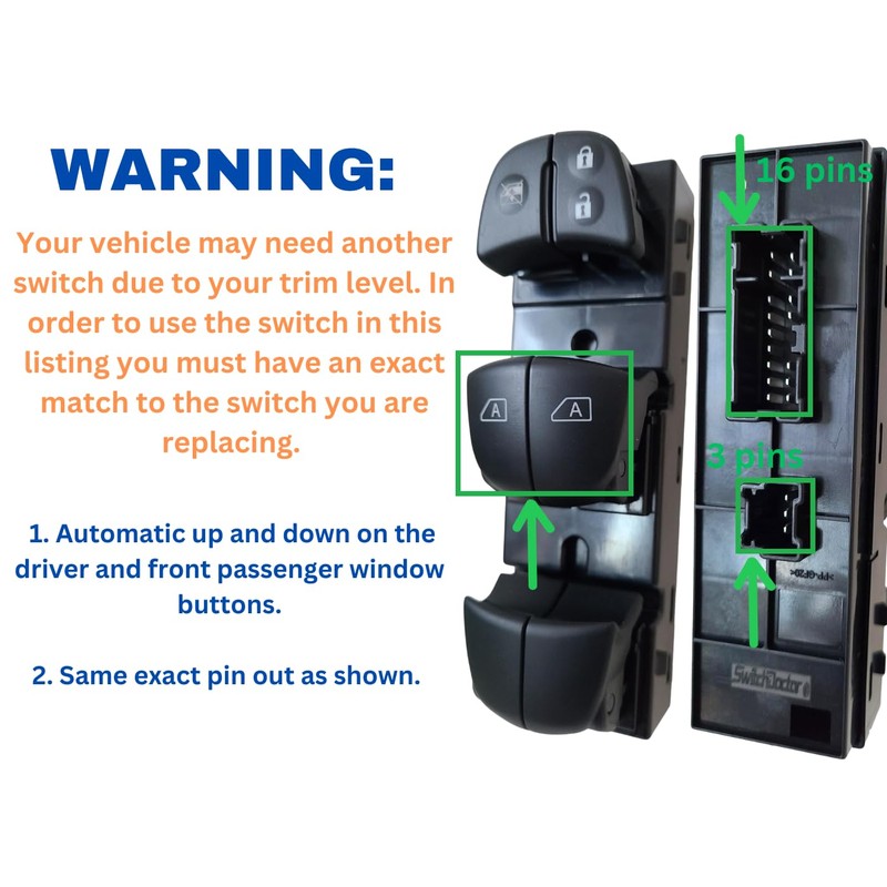 SWITCHDOCTOR Window Master Switch for 2013-2018 Nissan Altima Sedan and
