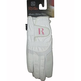 Ryda Bright White Ladies Dressage Competition Horse Riding Gloves (Medium)