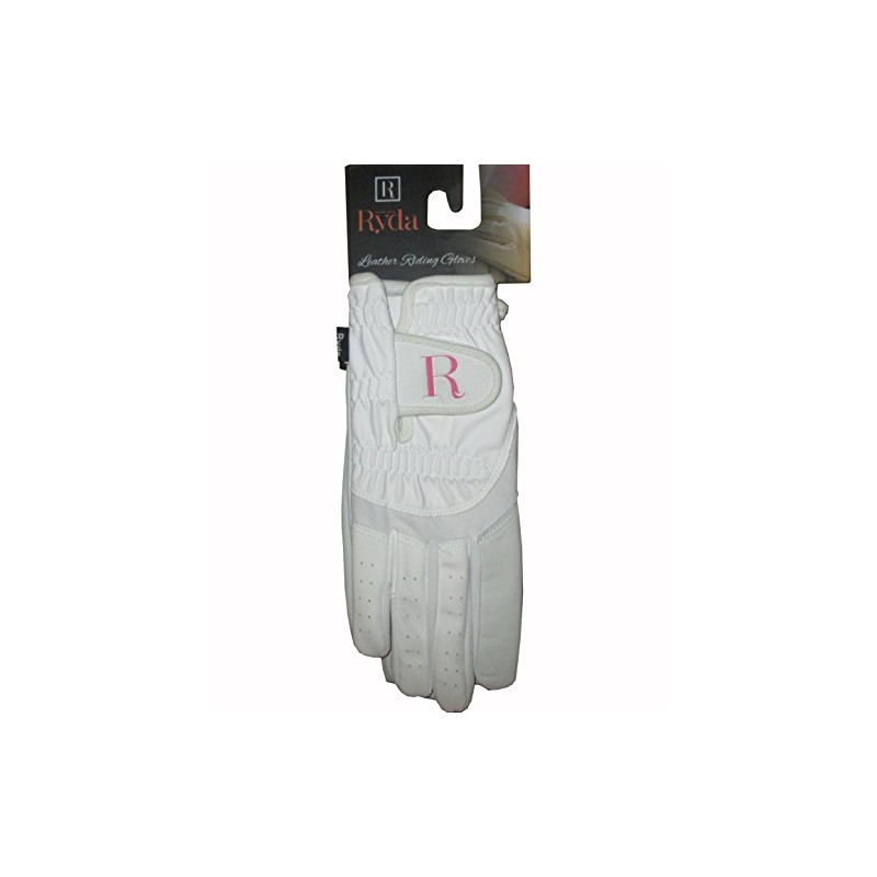 Ryda Bright White Ladies Dressage Competition Horse Riding Gloves (Medium)