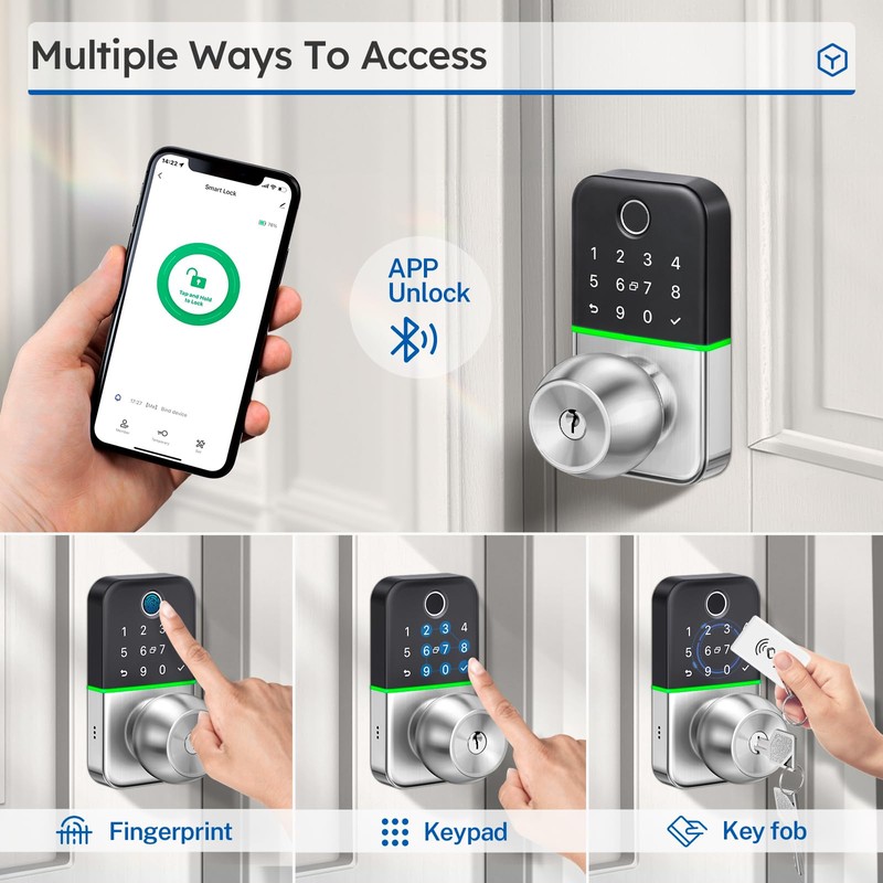 Keypad Smart Door Lock with Knob: Kucacci Keyless Entry Fingerprint