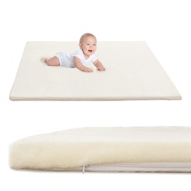 YKiMi Baby Play Mat for Floor,1.3" Thick Soft Foam Playpen Mat with Removable Washable Cover,Waterproof & Anti-Slip 50" x 50" Nursery Rug for Tummy Time,Kids Crawling Mat for Toddlers Infant, Beige