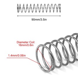GUNGY Compression Spring Stainless Steel Spring Compression Springs 90 mm Wire Diameter 1.4 mm Inner Diameter 16 mm Length 90 mm Maximum Spring Force 2.02 kg Pack of 4