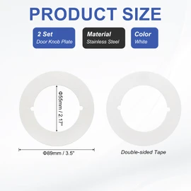 PATIKIL Door Knob Plates, 2 Pcs Round Plate Cover for Door Deadbolt Double Side Knob Handle Repair Kit Cover Filler Fixing Repair Backplate, White