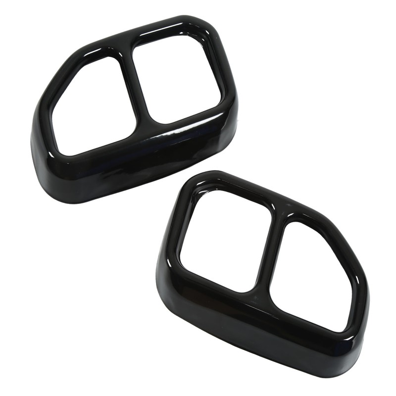 2pcs Gloss Black Car Tail Exhaust Pipe Cover Trim Stainless