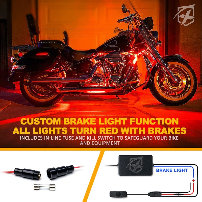 Xprite Motorcycle LED Underglow Kit, Bluetooth with Wireless Remote Control